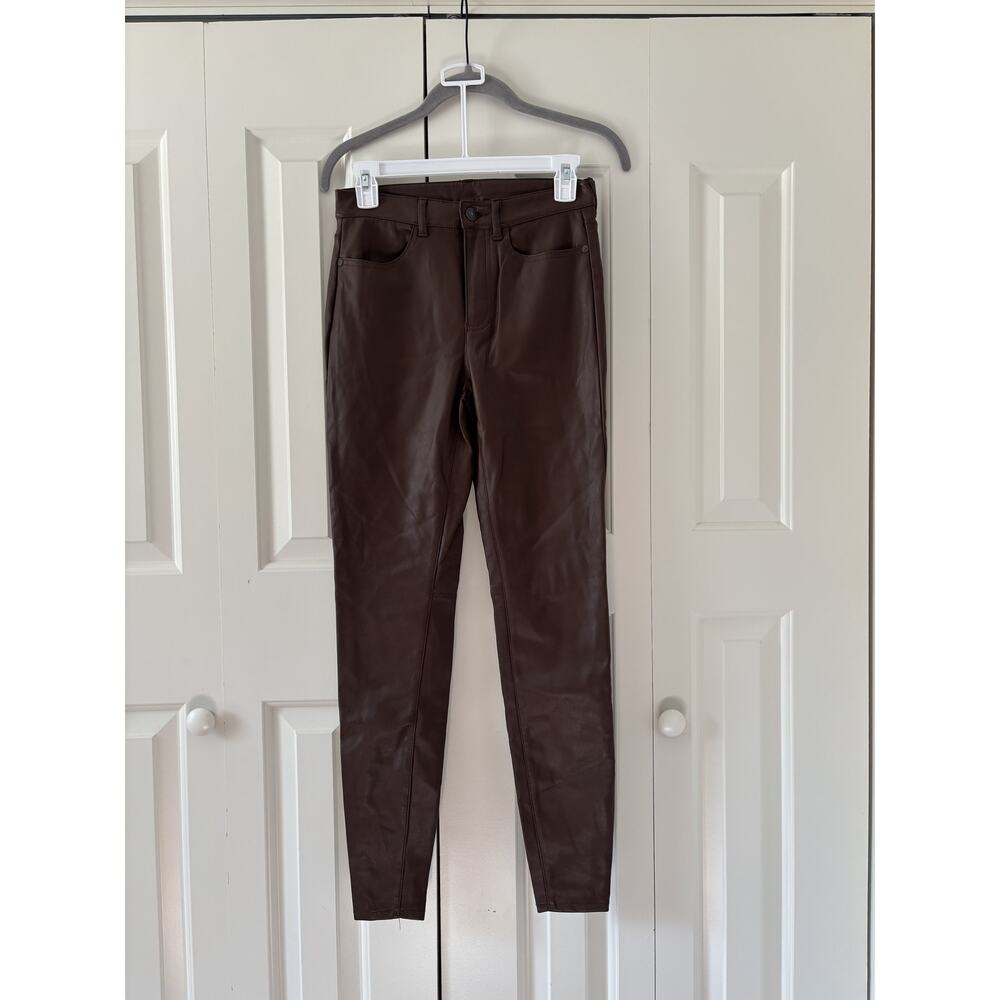 Free People Brown Faux Leather Skinny Pants 27 - Picture 2 of 9